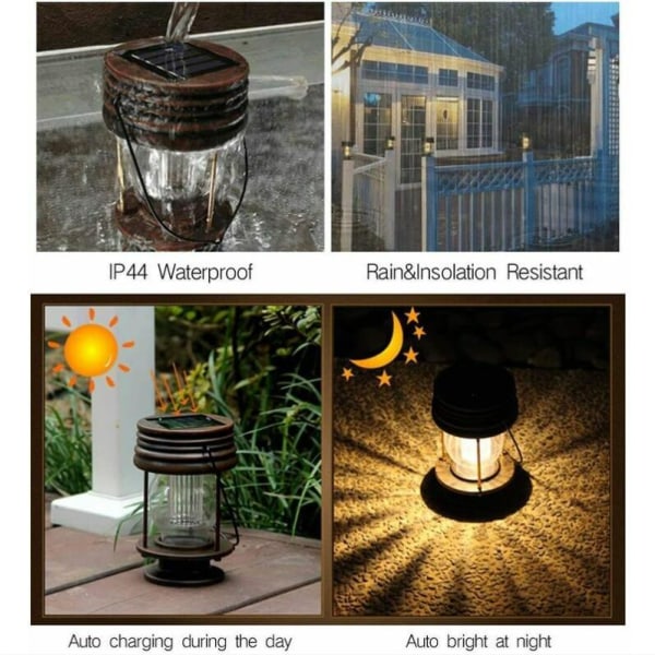 Set of 2 hanging solar lanterns (warm light)