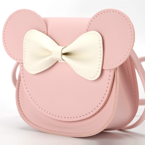 Little Mouse Ear Bow Crossbody-väska, PU-axelhandväska för barn, flickor, småbarn (rosa)
