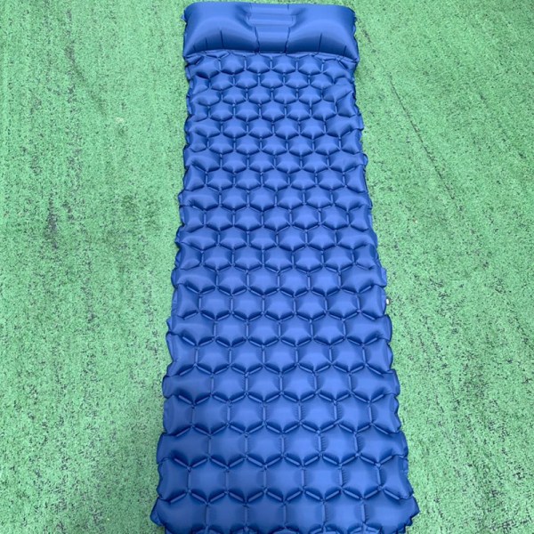 Ultralätt liggunderlag med inbyggd kudde Uppblåsbar campingmatta Marinblå
