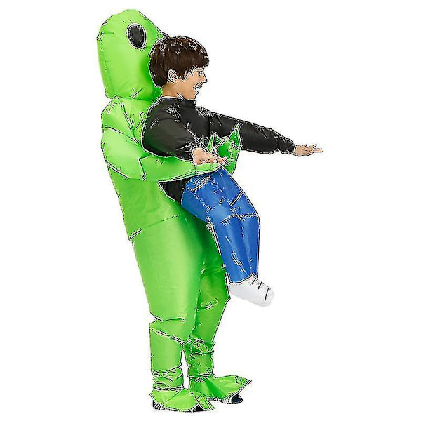 Grön Alien som Bär Människa Kostym Uppblåsbar Rolig Blåsbar Dräkt Cosplay För Fest