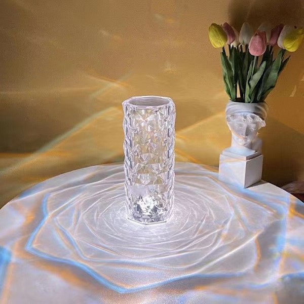 Ambient lys berøring krystall bordlampe LED rose lampe