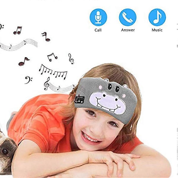 Bluetooth V5.0 hovedbøjle til børn, Bluetooth sovemaske med blød hovedbøjle med højttalere og mikrofon