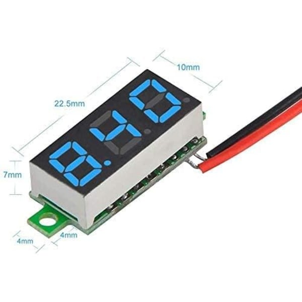 5-paks digitalt likestrømsvoltmeter 0,28 tommer to ledninger 2,5V-30V (rød)
