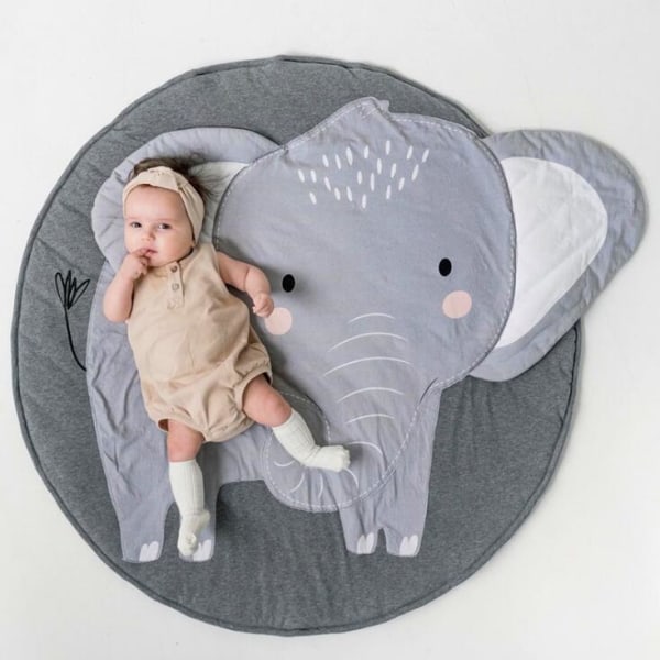 3D Animal Baby Pyöreä leikkimatto ryömintämatto Peitto Vatsamatto Lasten makuuhuoneen matto - Elefantti, 1kpl