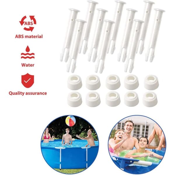 10 x Plastik Pool Forseglingsstifter & Gummipakninger - Erstatningsforbindelse til Ramme & Intex Pool (2.75\")