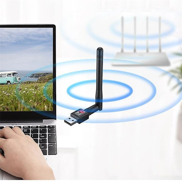 150 Mbps WiFi-adapter USB trådløst nettverkskort 8188ETV High Gain 2.4 GHz Wi-Fi-mottakerdongle med antenne Ethernet-adaptere for PC bærbar PC