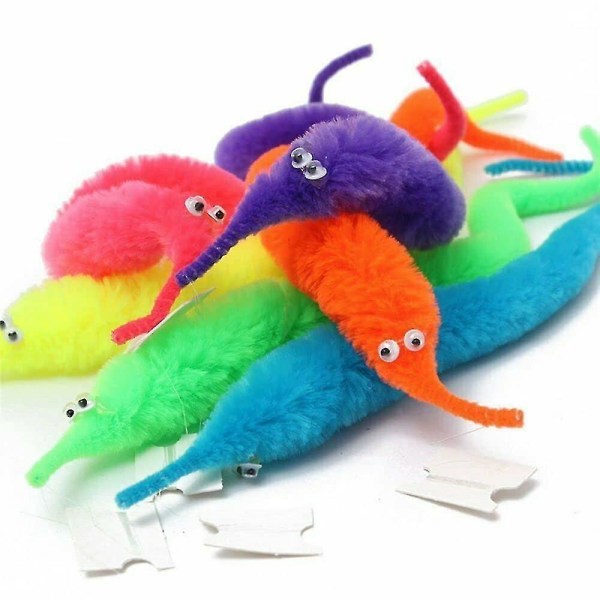 9 stk Magic Worm Toys, wiggly Twisty Fuzzy Worm Toys