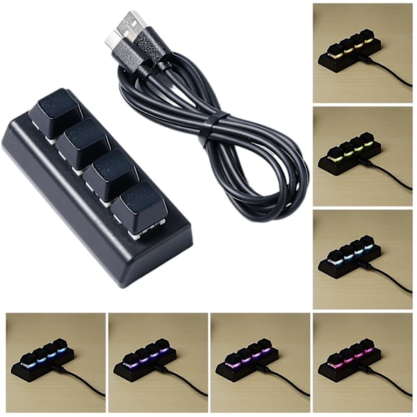 4-tasters USB Mini Mekanisk Tastatur Tilpasset Snarvei Programmerbar Tastatur