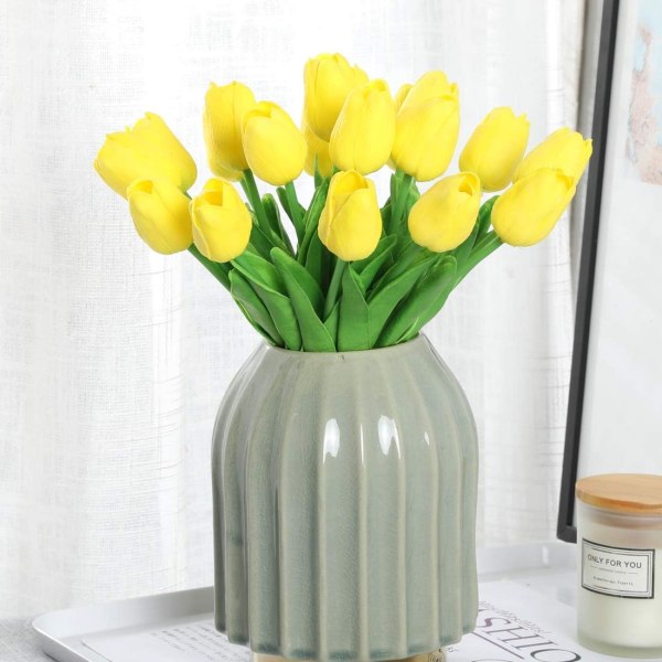 Konstgjorda blommor Fake Tulip Party DIY-dekoration (gul-10 st)