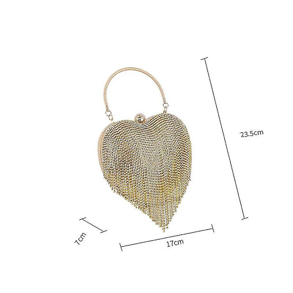 Kvinners Kvast Diamant Clutch Cheongsam Bryllup Hjerteformet Aftenveske