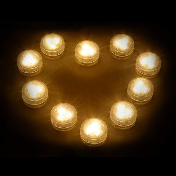 12 st. Vattentäta LED-Teeljus, Batteridrivna Nedsänkbara Dekorativa Ljus (Varmvitt)