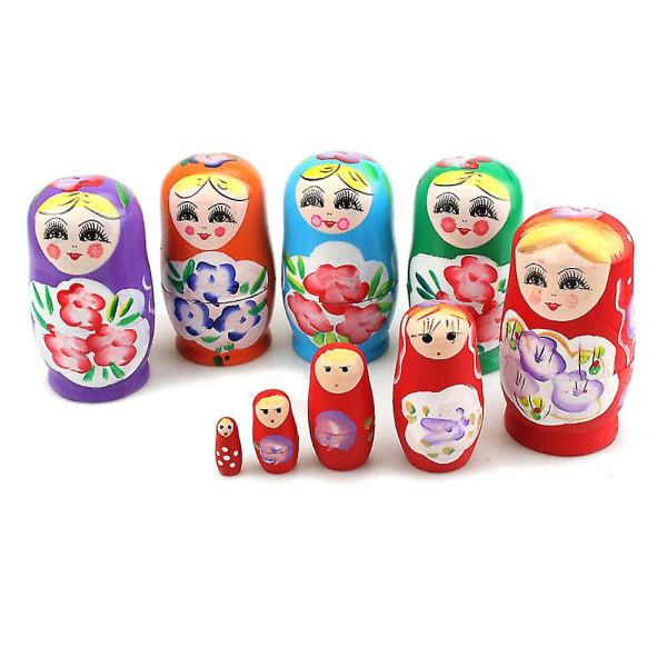 5 stk nyhed tegneserie pige russiske træ Nesting Dolls Håndmalet Matryoshka