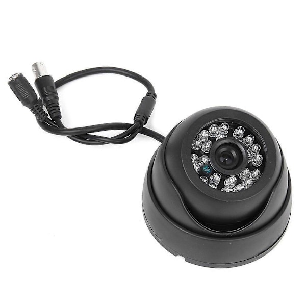 Svart overvåkingskamera PAL 1/3\" CMOS 700TVL 24 LED IR Cut 3.6mm Sikkerhetsinnendørs Kuppel CCTV-kamera
