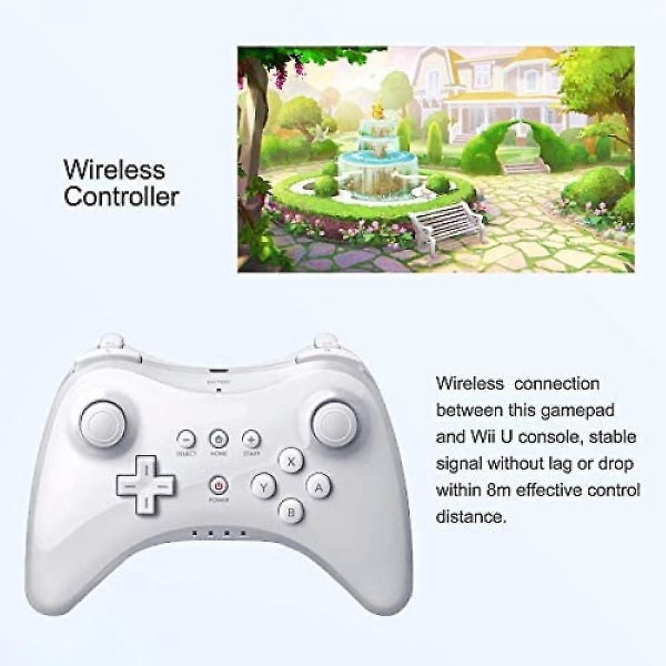Pro Controller til Wii U, Ead Wireless Controller Gamepad til Nintendo Wii U Dual Analog Game Remote Joystick (hvid)