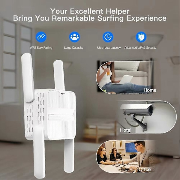 1200Mbps WiFi6 Trådlös Repeater Dual Band 2.4G/5GHz 802.11AX Gigabit Wi-Fi 6 Förlängare Lång Räckvidd Si