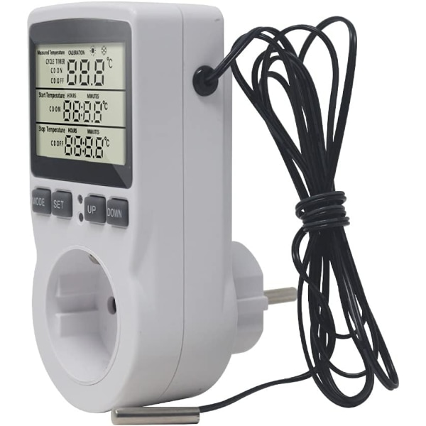 Termostattimer - Pluggtermostat med probe digital värmekylning, akvarieinkubator