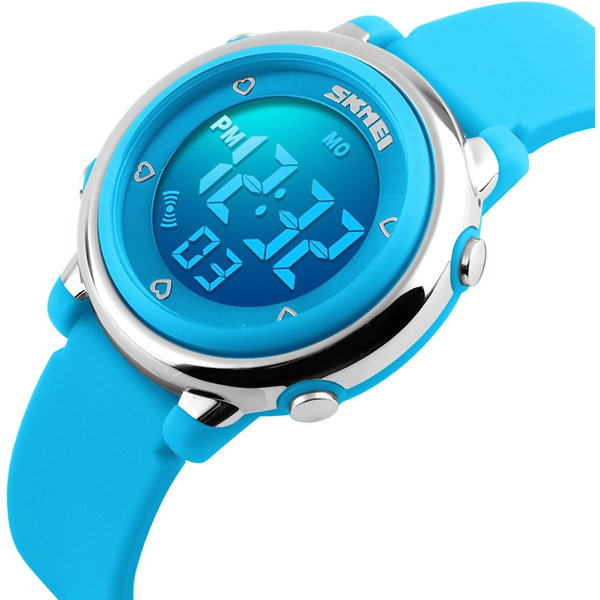 LED valaiseva vedenpitävä elektroninen watch silikoninen watch (sininen)