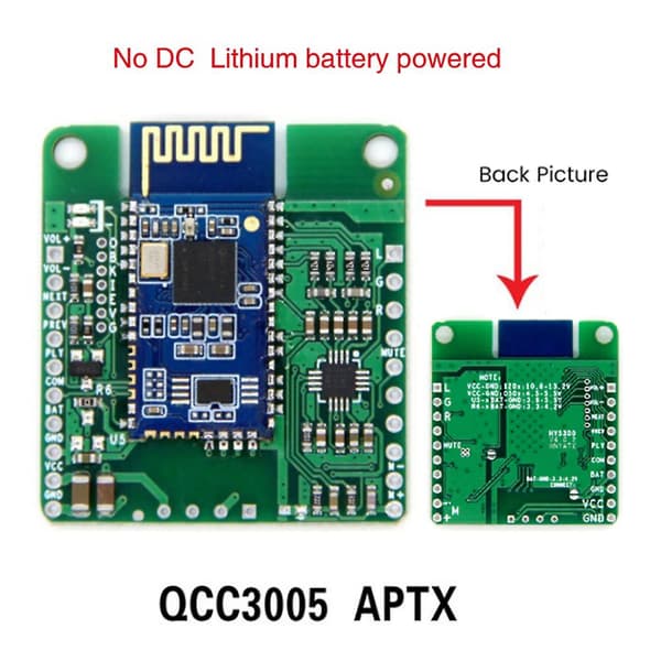 QCC3005 Bluetooth-lydmodul HiFi Bluetooth 5.0-mottaker Tapsfri LL Bil Bluetoot.H 5.0 Mottakerkort, INGEN DC