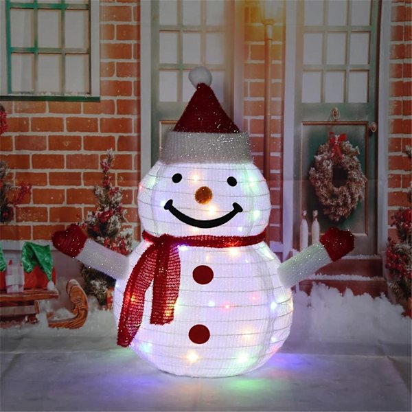 Julgranspynt Ljus Juldekoration Utomhus Julbelysning Utomhusfigurer, Tomte Snögubbe LED Med 40 LED Vikbar