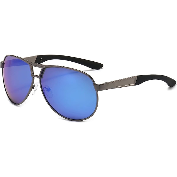 Klassiske Aviator polariserede solbriller til mænd Bajonettempler med spejlglas (blå)