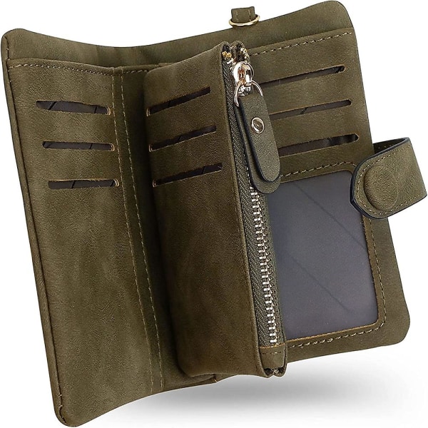 Rfid blokkerende damelommebok, liten myntveske med stor kapasitet Elegant kort lommebok i skinn for kvinner
