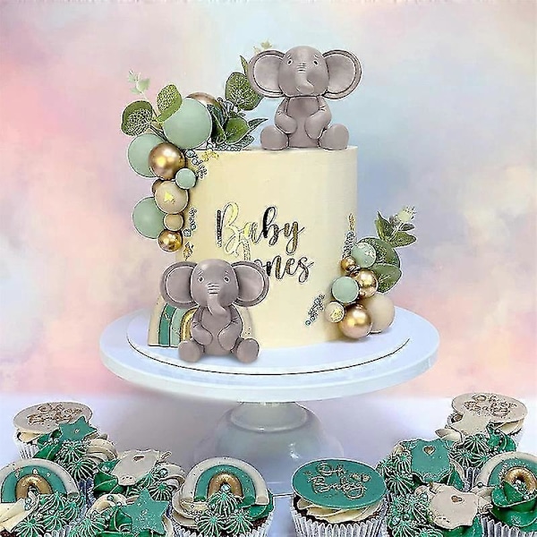 26 st Baby Elephant Pärlbollar Tårta Toppers Baby Shower Tårta Dekoration