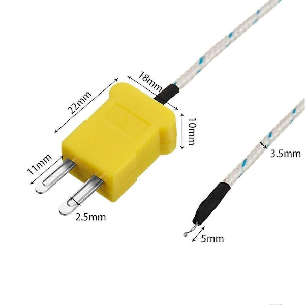 5 Stycken 3 Meter K Typ Termoelement Temperaturprob Sensor K Typ Mätområde -50 till 400 Celsius