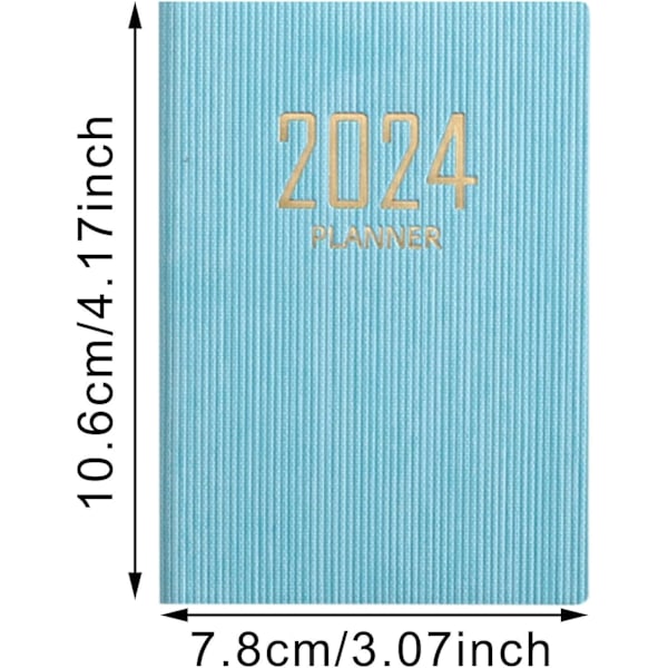 2 stk., 2024 Planlægger 2024 Kalender 12 Måneders Planlægger 2024-2025 Daglig Ugentlig og Månedlig Agenda Notebook A7 PU Læder Cover Sort