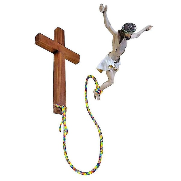 Vägghängande Jesus Cross Kristen inredning Bungee Jumping Jesus Hanging Cross-hao