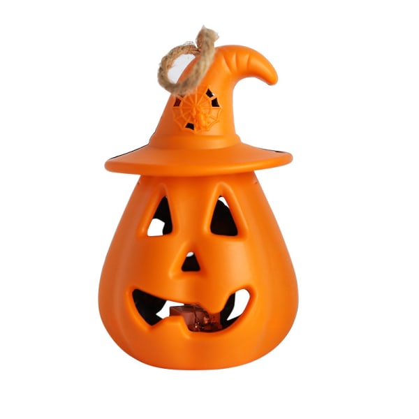 Yksiosainen Jack-o-lyhty Holiday Ornament Flameless Jack-o-Lyhty Lamp Sisustus Kodin Ikkunan Oven Koriste (oranssi)-8*12cm