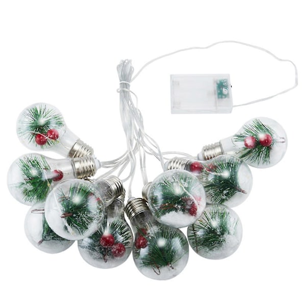 Julgransdekoration med LED-transparenta bollar, Inkberry Pines Needle fyllning, 4 meter, 10 bollar, 50 LED-lampor