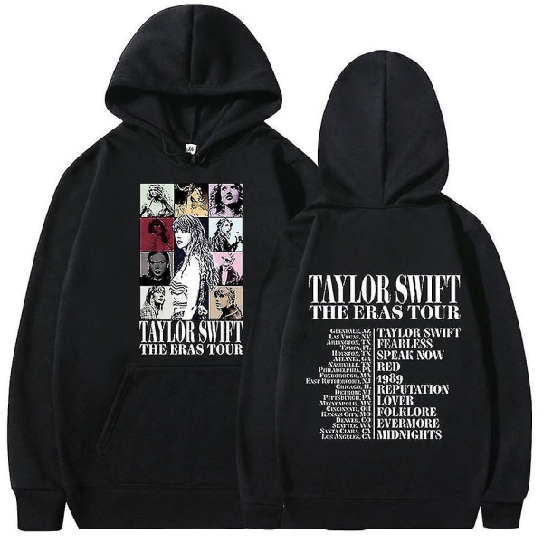 Unisex Taylor Swift The Eras Tour Hættetrøjer Hættetrøje Pullover Toppe Casual Bluser Black 2XL