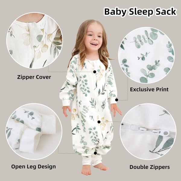Bambus bomuld anti-kick langærmet baby sovepose S