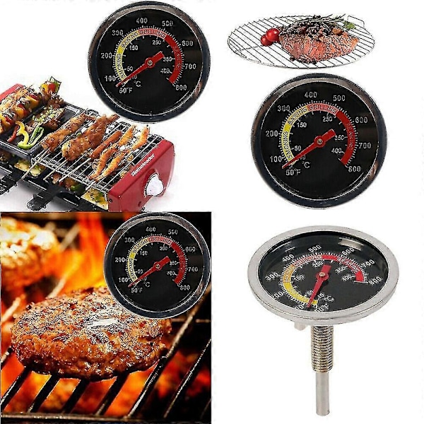 BBQ-termometer i rustfritt stål med temperaturmåler 50-400, bimetalltermometer i rustfritt stål for BBQ