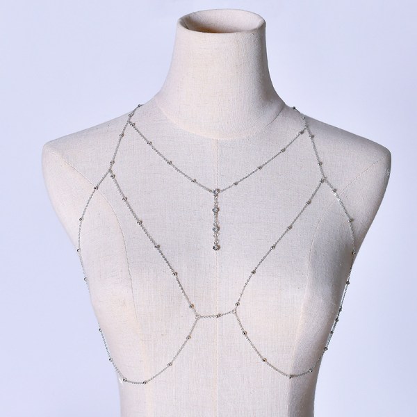 Diamond Pendant Tassel Necklace Chest Chain Silver One Piece