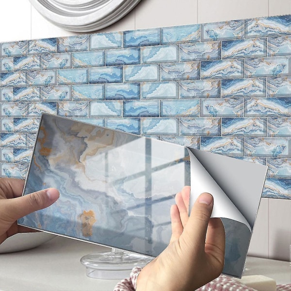 Imiterade väggplattor Marmor Kristallfilm dekorativa kakelklistermärken (12 delar 20*10 cm)