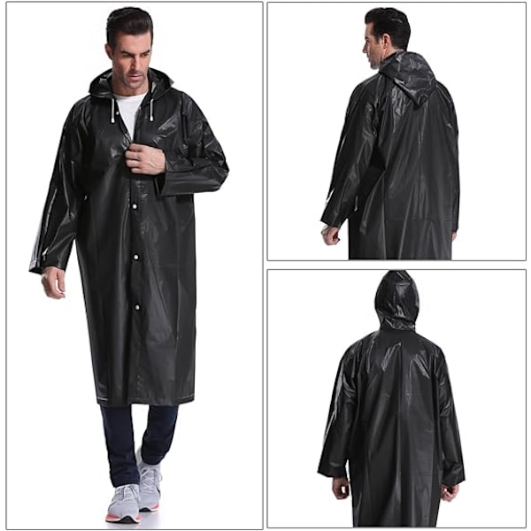 Bärbar transparent regnrock poncho med huva för vuxna