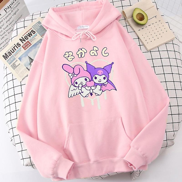 Kuromi Hoodie Sanrio Kawaii Fashion Koreansk Sweat Shirt Stil Cartoon Tryckt Kawaii Höst Vinter Hoodies Casual Dam Topp WP-0262 L