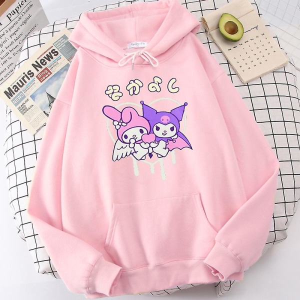 Kuromi Hoodie Sanrio Kawaii Mode Koreansk Sweat Shirt Stil Printed Kawaii Höst Vinter Luvtröjor Casual Dam Topp WP-0173 L