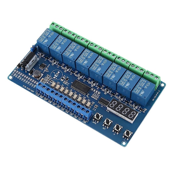 DC 8V-36V 8-Kanalers Multifunktionell Tidsfördröjningsrelä Interface Board Modul med Ljuskobling Röd Dis