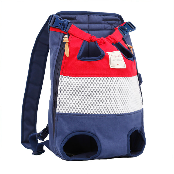 1 st bärväska för husdjur, hundryggsäck för promenader, ridning och motorcyklar upp till 10 kg (röd och blå)