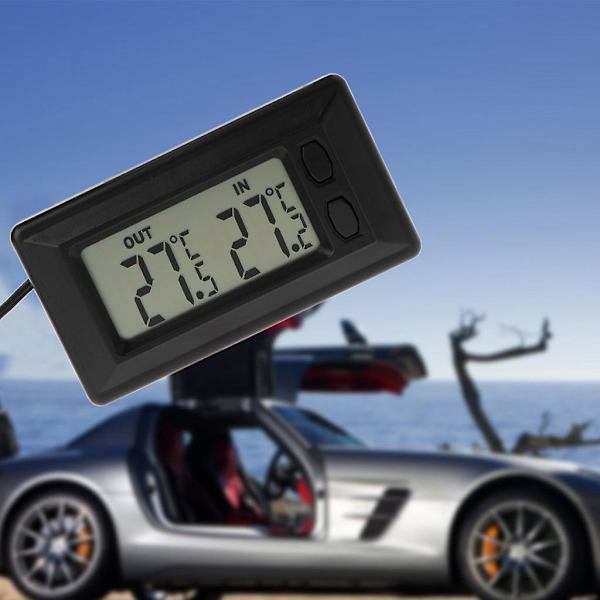 Digital LCD-termometer for bil med 1,5 m kabel for biler, lastebiler