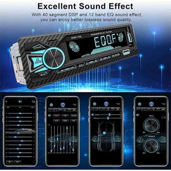 Bilradio 1 Din - Dubbel Bluetooth 5.1 - Röststyrning - RDS/FM/AM