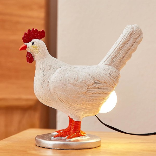 Kyllingegglampe Morsom kyllinglampe med egg i baken Naturtro LED Chick-nattlys med USB-harpiks Varmt bordlys Dekor Bursdagsjulegaver fo