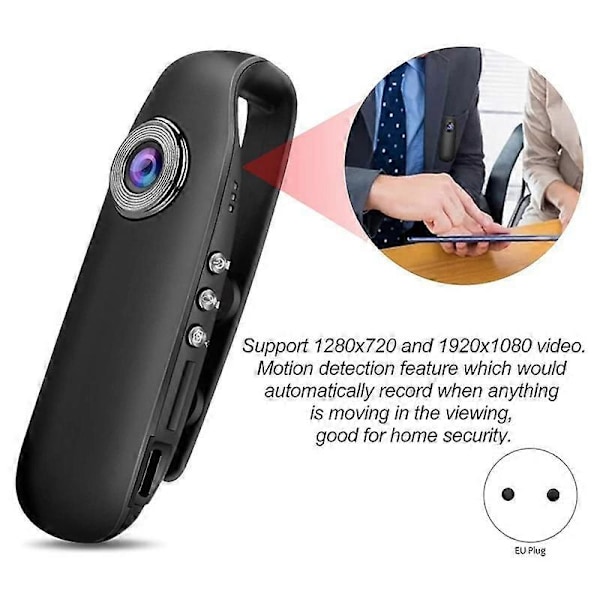 Poliisin kehon kamera ja kannettava, kamera videolla puettavaksi, 1080P puettava kamera, mini kamera EU-pistoke