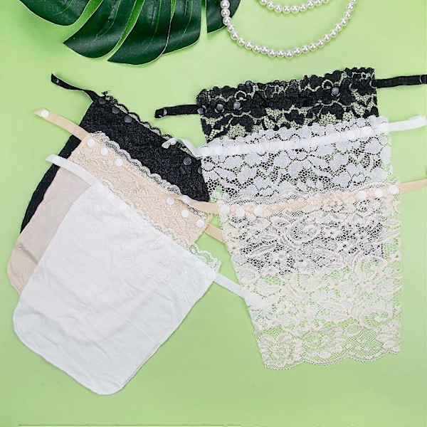 6 Stycken Spets Clip-on Mock Camisole BH-inlägg - Spets Insynsskydd