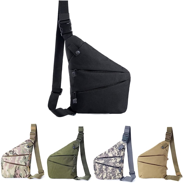 Midjeväska för män Dold ryggsäck Hölster Bröstväska Messenger Bag (svart vänster)