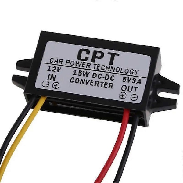 12V till 5V 3A 15W Nedtrappningsomvandlare DC till DC Regulator för GPS Bilstereo Radio LED-Display
