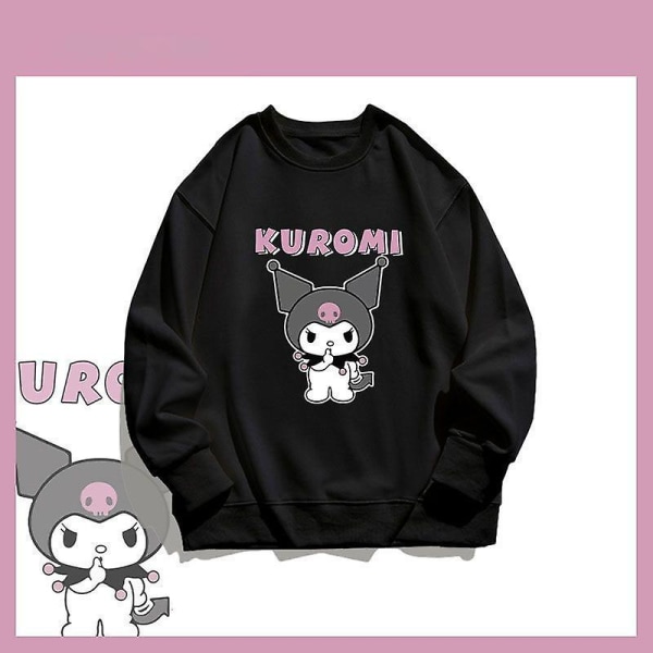 Kawaii Sanrioed Kuromi Sweatshirt Drenge Piger Langærmet Forår Efterår Toppe med rund hals Tøj Børn Pullover Børnetøj black plush 150(36-43kg)