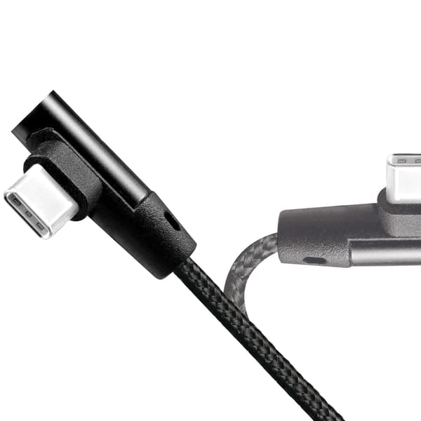 USB-A to USB-C Cable Angled Braided 15W 0.3m Black